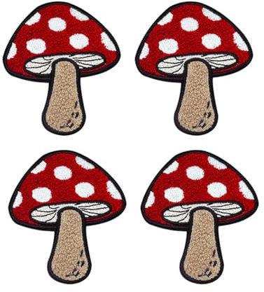 Yalulu 10 Stück Pilz Chenille Patches Aufnäher zum Aufbügeln, Patches Zum AufbüGeln Patch Sticker Gestickte AufnäHer Applikation für T-Shirt Jeans Kleidung Taschen