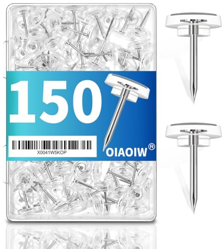 150 PCS Clear Push Pins Tacks Count in Reusable Box for Bulletin Boards and Wall Displays Heavy Duty Plastic Head