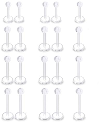 GGUFAY 20stk Plastik Lippenpiercing Labret Stecker 3mm Flexibel Piercing Lippe Monroe Helix Retainer 6mm 8mm 10mm 12mm