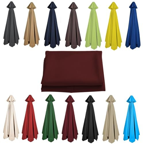 200CM 2.7M 300CM Umbrella Replacement Parasol Canopy, UV50+, Waterproof, 6/8 Ribs Sun Umbrella Replacement Cloth Garden Canopy Cover Replacement Cover(Color:Burgundy,Size:8 ribs-3m(9.8ft))