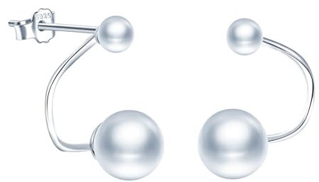 MOOFUN C-förmige Perlen Ohrstecker Silber Damen Ohrringe Stecker 925 Silber Ohrring Mode Ohrschmuck für Mama Beste Freundin Teenager Mädchen Oma Schwester Frauen Geschenk Geburtstagsgeschenk