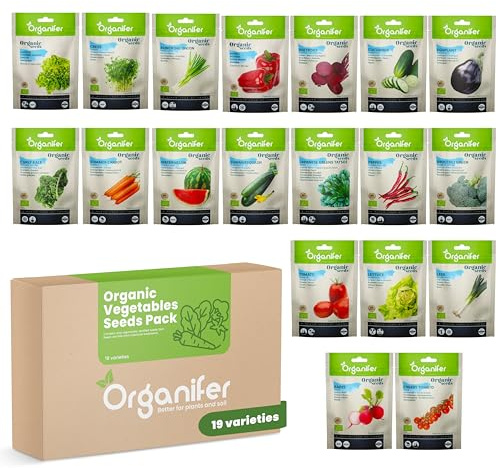 Bio-Gemüsesamen-Paket | Tomatensamen - Gurkensamen - Pfeffersamen - Paprikasamen - Zucchinisamen - Gemüsesamen Gemüsegarten - Bio-Samen - Organifer