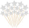 Thinp 30 Pcs Star Cupcake Picks,Silver Stars Cupcake Picks Glitter Star Picks Light Saber Cupcake Toppers Cupcake Topper Sticks for Wedding Engagement Baby Shower Birthday Party (30/35/45mm)