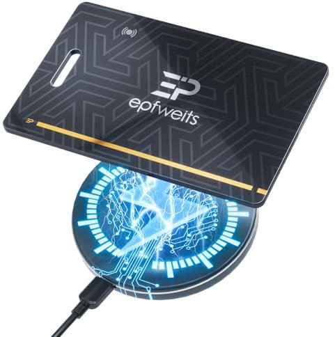 Epfweits Wallet Tracker Karte Thin 1.6mm, Wiederaufladbarer Geldbörsenfinder, IP67 wasserdicht, Arbeitet mit Apple Find My (iOS Only), Gegenstandsfinder für Reisekoffer/Geldbeutel/Koffer/Taschen