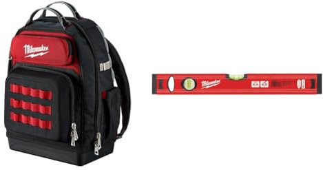 Milwaukee 4932464833 Ultimate Jobsite Backpack & 4932459090 40 cm/16-Inch Redstick Slim Level - Red/Black