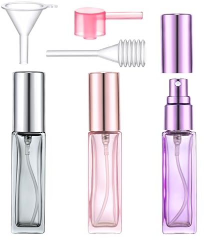 Yikimyfo Glass Refillable Perfume Bottle, 3 Pcs 9ML/0.3oz Travel Perfume Atomizer Fine Mist Spray Bottles Small Cologne Sprayer Leak-proof Perfume Bottles Empty Perfume Container with Tool