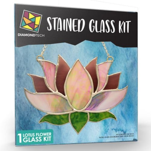 Vorgeschnittenes Buntglas-Set mit Lotusblüte, machen Sie Ihr eigenes schönes Glasprojekt.