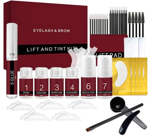 NAOLVE Wimpernlifting Set mit Farbe Schwarz, Lash Lifting Set, Augenbrauen Lifting Set, Brow Lifting Set, Wimpern Lifting Perming Set, Augenbrauen Laminierung Set,für Hause und Salon