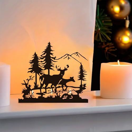 Adventskranz Teelichter,Kerzenhalter Adventskranz Schwarz, Kerzenständer Metall Modern,Kerzentablett Eckig,Adventskerzenhalter für Adventskranz Deko Adventsdeko Gesteck