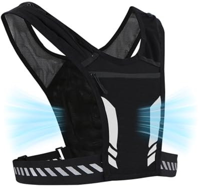 Pumwoy Veste de Running Porte-Téléphone, Gilet de Course avec Taille Réglable, Gilet de Course Réfléchissant avec 4 Poches, Porte-téléphone de Course pour Gilet pour Hommes et Femmes