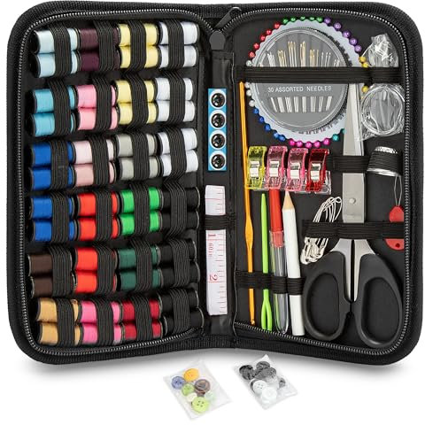 KEYHOT Nähset Grundausstattung, Reisenähset Nadel und Faden Set, Nähmaschine Nähzeug Set mit Inhalt für unterwegs Hochwertig Anfänger mit Knöpfen(172PCS)
