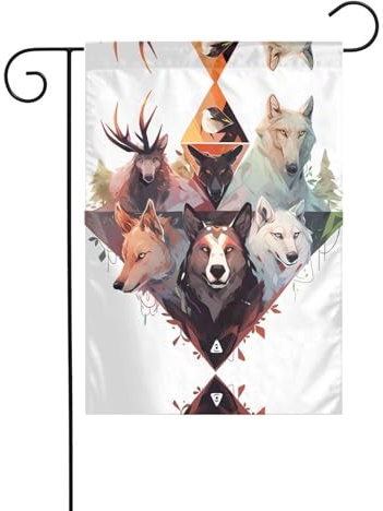 Drapeau de décoration de jardin de 30,5 x 45,7 cm, drapeau de jardin à suspendre, petit drapeau de jardin, loups et rennes