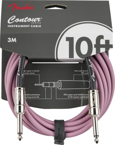 Fender Contour Instrument Cable, Guitar Cable, Guitar Accessories, Straight/Straight, Burgundy Mist, 10 ft