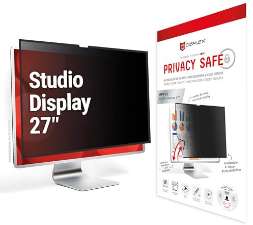 Displex Privacy Safe - Filtro de privacidad magnético de 2 vías para Apple Studio Display de 27, 62,2 x 36,1 cm, fijación magnética, extraíble, antirreflejos y protector de pantalla brillante
