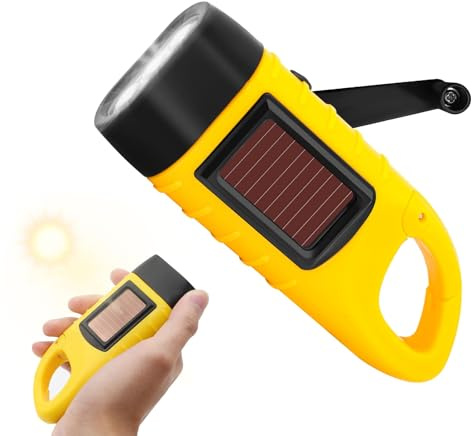 Yesimola Lampe pour Dynamo LED Solaires avec Mousqueton, Lampe de Poche Portable avec Manivelle et Panneau, Mini Torche Solaire pour Extérieur, Randonnée, Cadeau, équipement Urgence