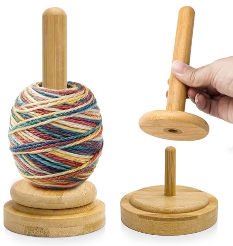 HUYUE Wollabwickler Holz mit Kugellager, Yarn Holder for Crochet | Wollknäuelhalter für Häkeln und Stricken, Tragbarer Garnhalter Wolle aus Holz, Wollhalter Drehbar Vertikale Bewahrung