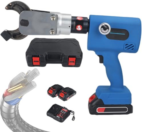 ZhlCrioxenic Cesoia Tagliacavi Elettricista, Utensile per Il Taglio del Filo Idraulico, Trancia Cavi Elettrica con 2 Batterie, per Tubi Condotti in Plastica Alluminio A