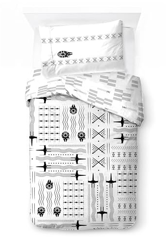 Jay Franco Kids Star Wars Star Wars Bettwäsche-Set – Superweiche Bettwäsche mit Kissenbezug, NUR BEZUG, Bettdecke Nicht enthalten, Weiß, 2-teilig, Einzelbett