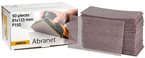 Mirka Abranet Netz-Schleifstreifen 81x133 mm Klett/Korn P150 / 50 Stk/zum Schleifen von Holz, Spachtel, Lack, Kunststoff / 5417805015