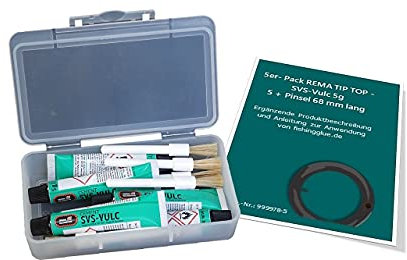 fishingglue.de 5er-Pack GUMMILÖSUNG/VULKANISIERLÖSUNG SVS-Vulc 5g//ml + 5 Pinsel 68 mm lang; Flickzeug Fahrrad Schlauchreparatur