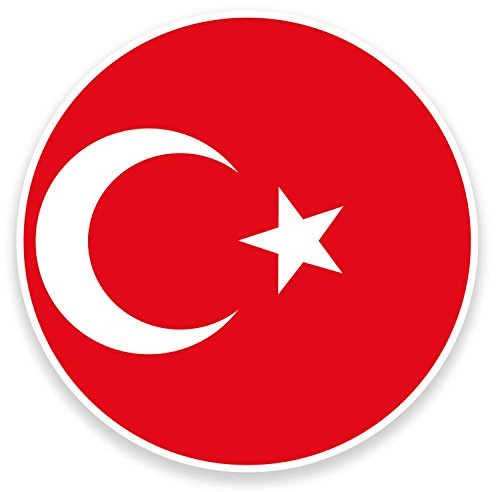 #9128 Vinyl-Aufkleber, Türkei, Türkische Flagge, 10 cm breit x 10 cm hoch, 2 Stück