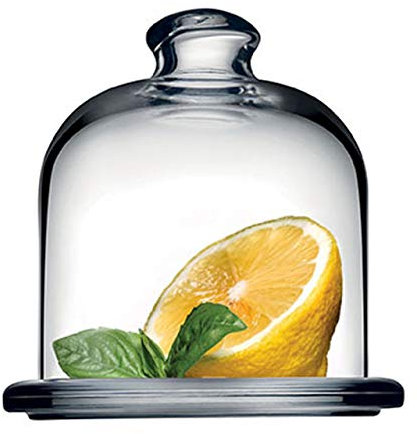 Transparente Glasplatte für Süßigkeiten und Obst mit transparenter Glaskuppel cod.SB00390LU cm 10,5h diam.10 by Varotto & Co.