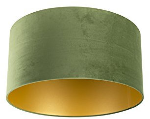 QAZQA Clásico/Antiguo Algodón Pantalla terciopelo verde/oro 50/50/25, Pantalla lámpara colgante,Pantalla lámpara de pie