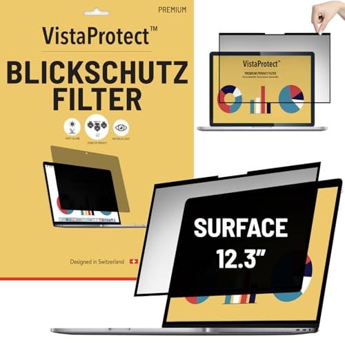 VistaProtect - Premium Privacy Screen Filter & Anti-Blue Light Protector for Microsoft Surface PRO 7/6/5/4/3 - Removable (12.3 inches)