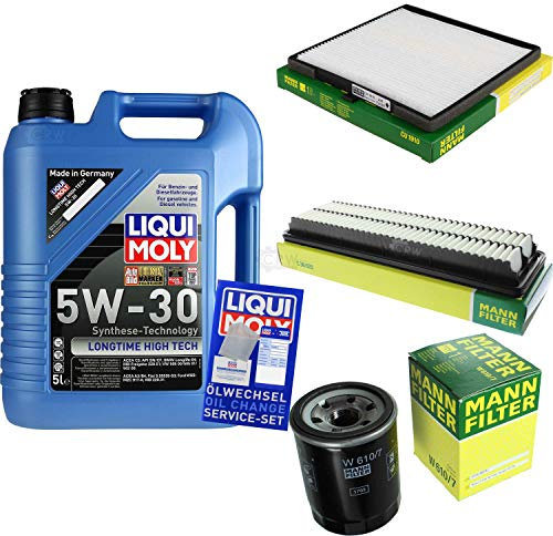 Filter Set Inspektionspaket 5 Liter Motoröl Longtime High Tech 5W-30 MANN-FILTER Innenraumfilter Luftfilter Ölfilter