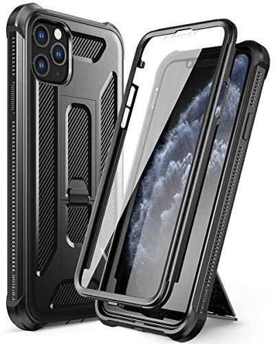 Dexnor Compatible with Iphone 11 Pro MAX Case 6.5 Inch, 360 Degree Full Body Shockproof Protective Cover (2019 Release) with Built-in Screen Protector and Kickstand - Black