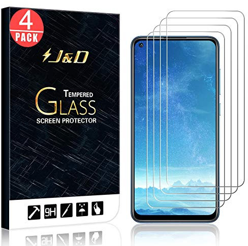 J&D Compatible para Xiaomi Redmi Note 9 Protector de Pantalla, 4 Paquetes [Vidrio Templado] [NO Cobertura Completa] Cristal Templado Protector de Pantalla para Redmi Note 9