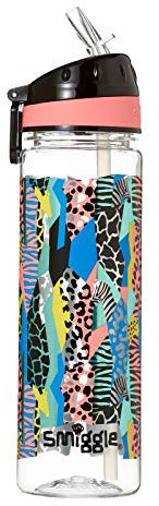 Smiggle Illusion Kids Water Drink Bottle for Boys & Girls with Flip Top Spout and 650ml Capacity | Animal Print