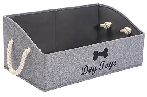 MOREZI Aufbewahrungsbox für Haustierspielzeug aus Segeltuch,faltbare Aufbewahrungsbox für Hundespielzeug,zum Organisieren von Spielzeug für Haustiere,Zubehör und Zubehör usw-Hund-Schneegrau