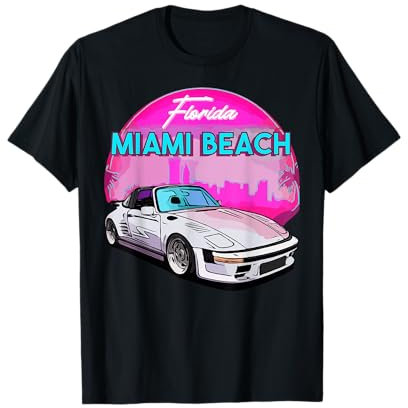 Miami Beach TShirt Florida Miami Palm Trees and Vintage Car T-Shirt