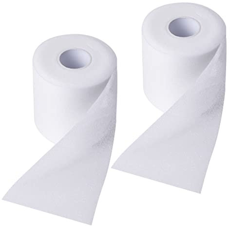 2 Rolle Sports Schaum Tape, Underwrap Schaumverband Nicht Haftend Hypoallergenic 7cmx27m, Atmungsaktive Vorverpackung Schaum Band, Schützend Elastische Binde für Handgelenk Knöchel Knie Bein (Weiß)