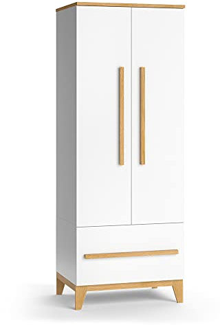 VitaliSpa Kinderkleiderschrank Malia, Kinderregal, Weiß/Eiche, 70 x 187 cm