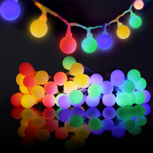 AGOTD 40 LED Lichterkette Kugel, 5M Lichterkette Batteriebetrieben Lichterketten Wasserdicht, Ideal Deko für Zimmer, Balkon, Weihnachten, Party, Garten (Bunt)