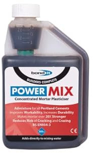 Bond It Power Mix Concentrated Brown Liquid Mortar Plasticiser Bottle Cement 500ml & 1L Non-flammable Totally soluble brick cement renders (500ml)