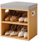YMYNY Schuh Aufbewahrungsbank mit Sitzkissen, 2-Tier Schuh Rack mit gepolstertem Sitz, justierbarer Schuh Organizer Schrank für Eingang, Wohnzimmer, Flur, Schrank, 42H*39L*28Wcm, Natürlich, HBD028N