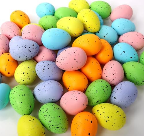 50 Stück Deko Ostereier Plastik, Osterdekoration Kunststoffeier,4 * 3cm Ostereier deko,Ostern Basteln Bemalen für Dekoration und Geschenk, Osterdekoration