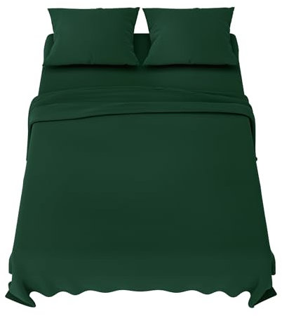 Dreamzie Sabanas 150x200 cm - Juego de Sabanas 4 Piezas - Poliéster Microfibra Cepillada - Sabana Bajera, Sabana Encimera Cama y 2 Fundas de Almohada (Sabanas 150, Verde)