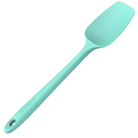 U-Taste Silicone Spoon Spatula: 250℃ Heat Resistant Flexible Seamless Rubber Spatula, Baking Cooking Silicon Kitchen Utensil for Nonstick Cookware Mixing Stirring Scraping (29cm, Aqua Sky)