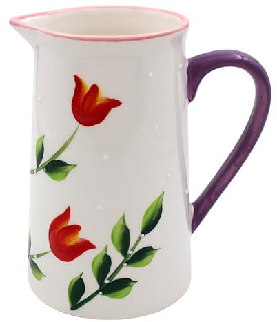 Lesser & Pavey Lynsey Johnstone Tulips Jug for All Types of Kitchen | Ceramic Jug for Multiple Use in The Kitchen | Beautiful Jug for Milk or Cream | Jugs for Everday Use