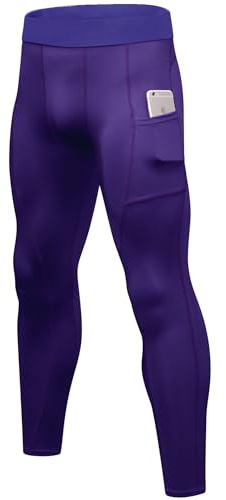 SPVISE Purple Men's Soft Compression Pants Tights Leggings Running Workout Pants Active Base Layer for Basketball Football