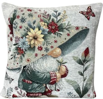 BIANCHERIAWEB Kissenbezug Heimdekoration Bezug Chenille-Stoff Elfe Frühling 40 x 40 cm Elfe Frühling