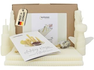 Wachsmann DIY Bienenwachs Kerzen Bastelset – Starterset für 10 Kerzen in vielen Farben – 100% reines Bienenwachs aus Deutschland, inkl. 10 Hanfdochte & bebilderter Anleitung