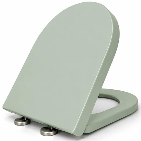 Futura Soft Close D Shape Toilet Seat, Quick Release, Sage | Premium thermoplastic seat with one-button quick release, adjustable hinges, top or bottom fixing and a 42.5 x 36cm fit.