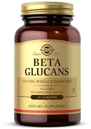 Solgar Beta 1,3 Glucans Tablets - Pack of 60 - Vegan, Gold | Pack of 60 - Supports Daily Wellbeing - for Cholesterol and Cardiovascular Health - Vegan and Gluten Free, Gold Tablets