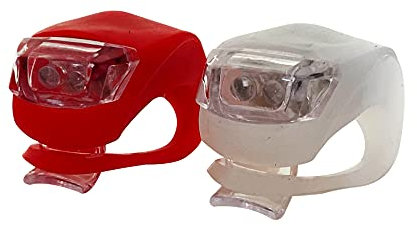 LED SET JUEGO DE 2 LUCES LUZ BLANCA DELANTERA ROJA TRASERA INTERMITENTES FLASH DE SILICONA FARO IMPERMEABLE WATERPROFF SILICONE LEDS BLANCO ROJO BICICLETA BICI MANILLAR MOUNTAIN BIKE MOTO MOTORBIKE