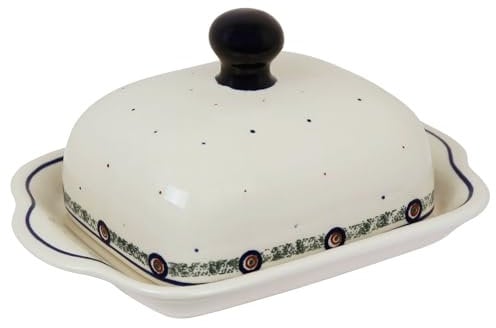 Bunzlauer Keramik Butterdose Butterglocke Butterbehälter rechteckig für 250g (1 Stück Butter) 20x10,5x10,5 cm verschiedene Muster (Dekor 114, 250 g)